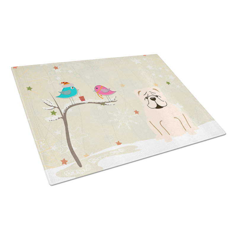 Planche à découper en verre trésors de caroline française bouledogue Christmas Presents, Blanc