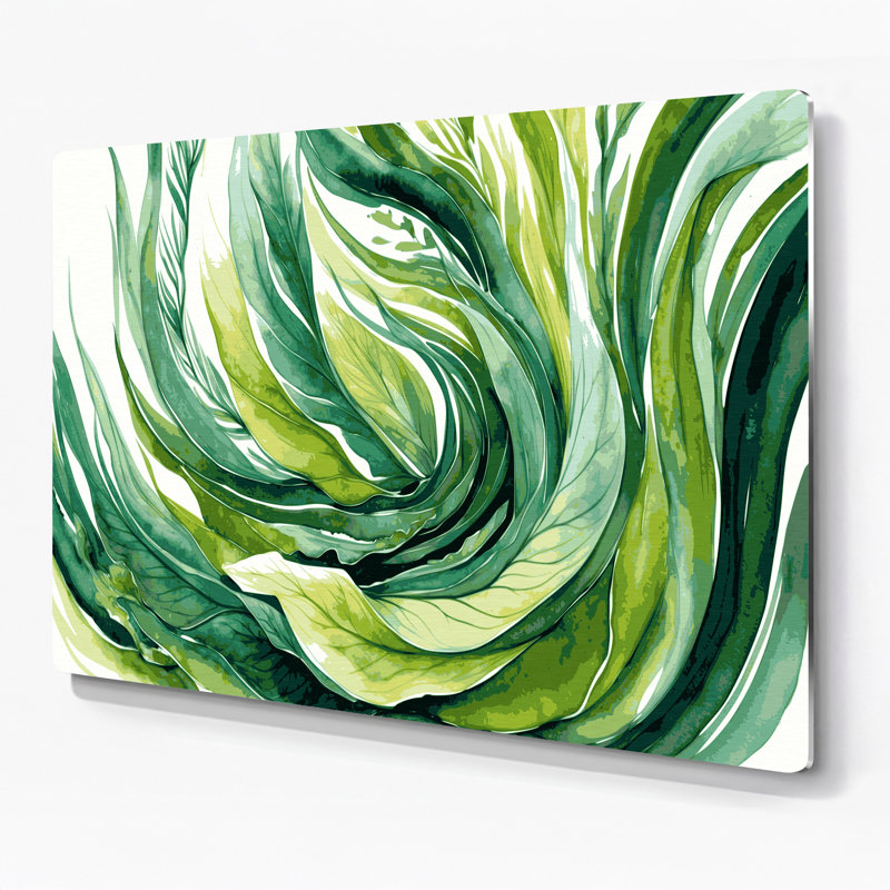 Art mural en métal légumes vert laitue de mer, H 11 po x l 14 po