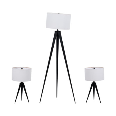 Metal,S,3,26,60"H,Table&Floor Tripod Lamps,Blk