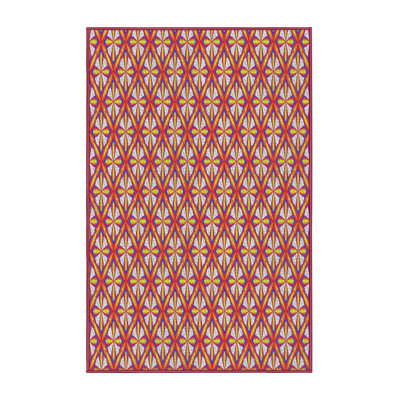 Laine tissée à la machine abstraite hollandsworth et polyester rouge/gris Tapis décoratif