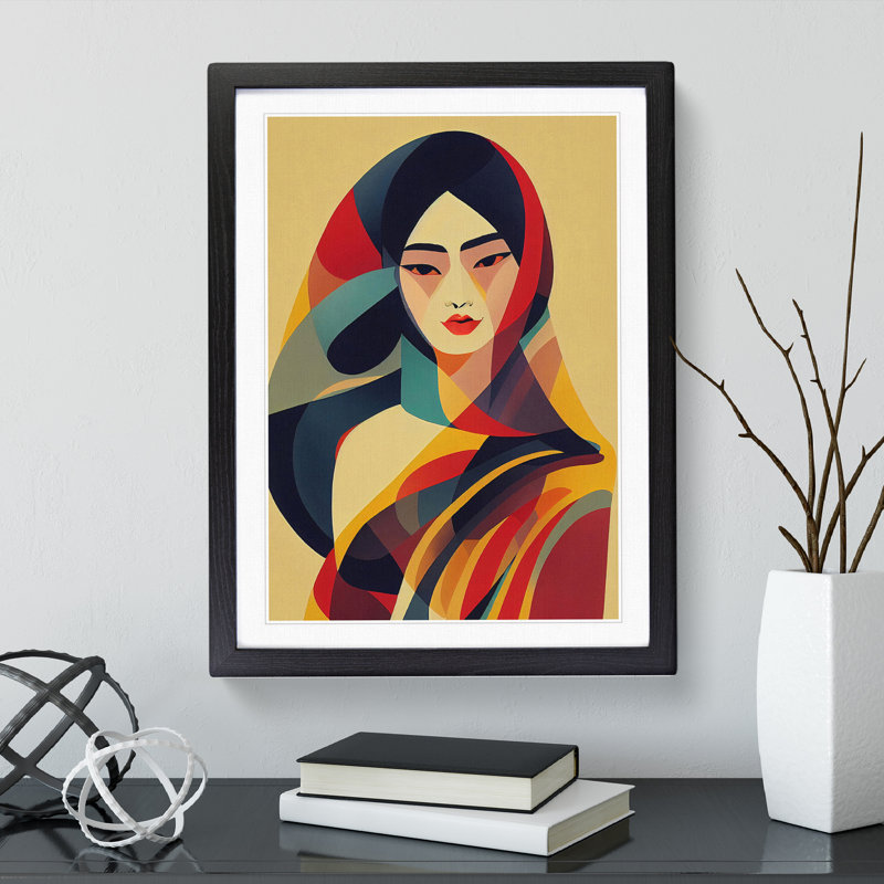 Abstract Woman Portrait No.2 - Single Picture Frame Print, Black Framed, 64cm H x 46cm W x 2cm D
