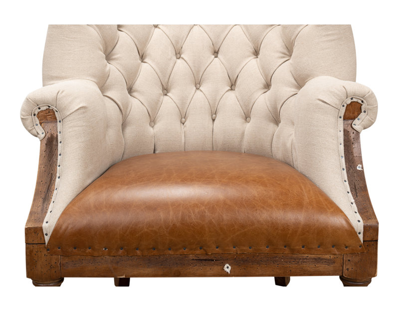 Welsh Leather Tufted Wingback Chair