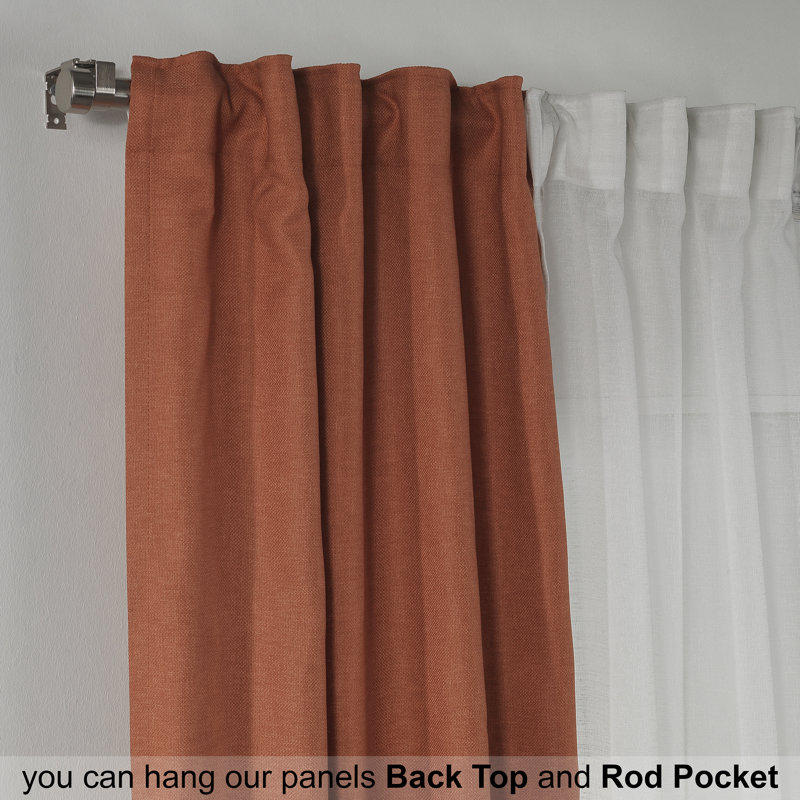 Decorative Window Curtain Each Panel, 27" W x 84" L, Brick/White