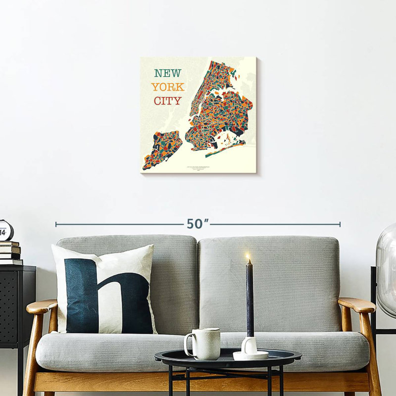 Carte de New York, H 20 po x l 20 po