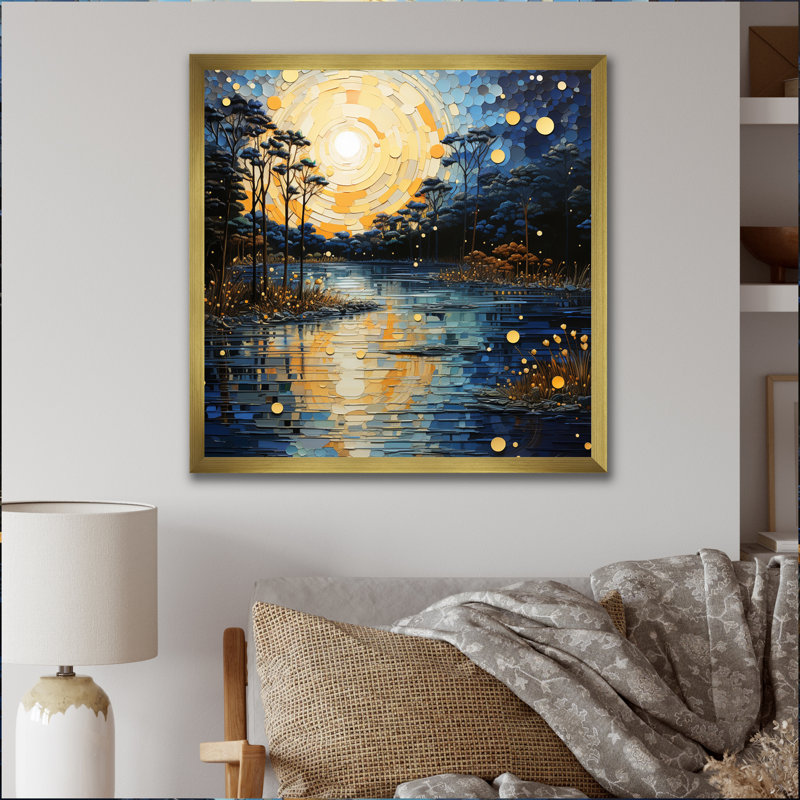 «Blue River Reflections of Serenity III», reproduction sur toile, Encadrement doré, H 36 po x l 36 po x P 1,5 po