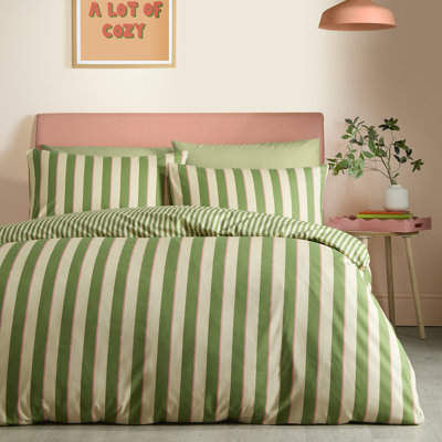 Fusion Bold Stripe Cotton Blend Striped Duvet Cover Set with Pillowcases
