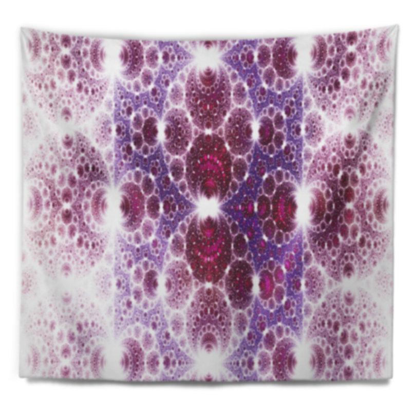 Tapisserie abstraite à motif fractal rose exotique, H 32 po x l 39 po