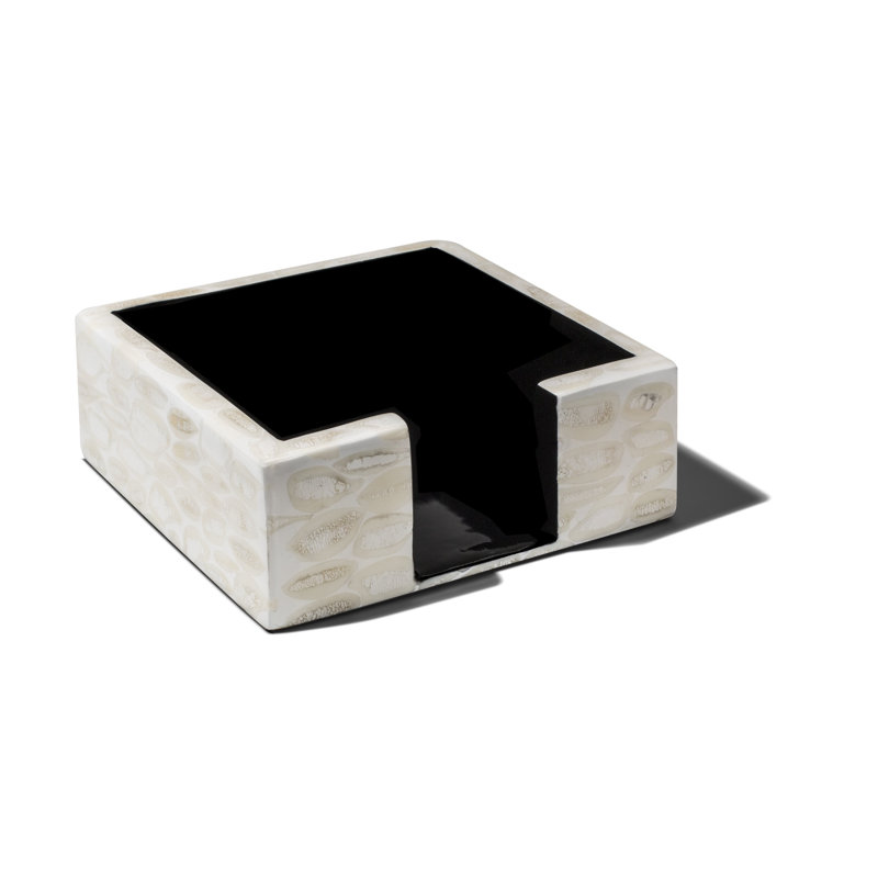 Burl Veneer Dinner Napkin Holder, Cream, 2.3" H x 6.5" W x 6.5" D