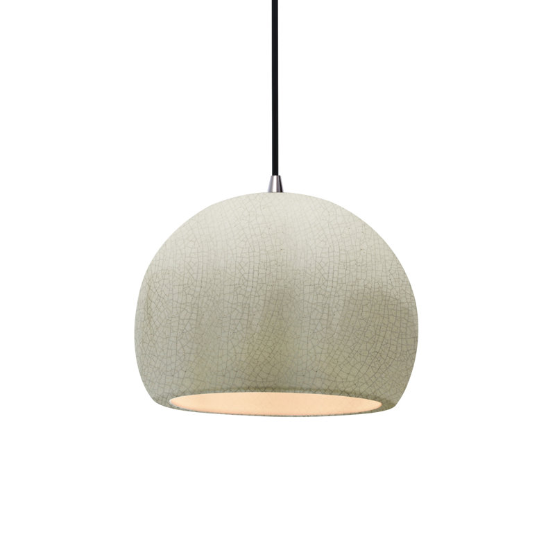Luminaire suspendu à 1 lumière Aschwin, H 6 po x l 7 po x P 7 po, Blanc craquelé, Nickel brossé