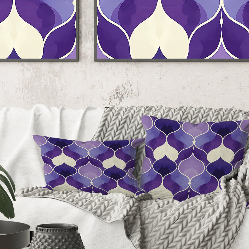 Coussin décoratif mauve blanc Mid-Century Trellis, H 18 po x l 18 po