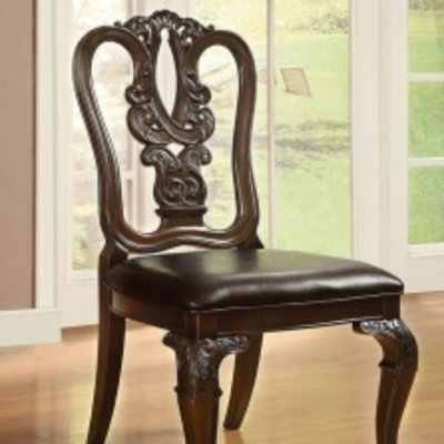 Chaise d'appoint à dossier échelle en cuir brun Rolanda