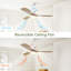 Ventilateur de plafond 52 pouces avec moteur à courant continu réversible à 3 vitesses et 3 lumières à DEL à intensité variable pour chambre à coucher