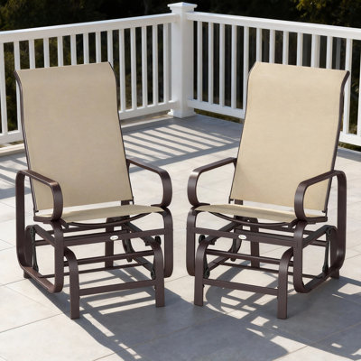 Ensemble de chaises coulissantes pour l'extérieur pour l'extérieur, avec balançoire lisse et construction légère pour la cour, brun / kaki