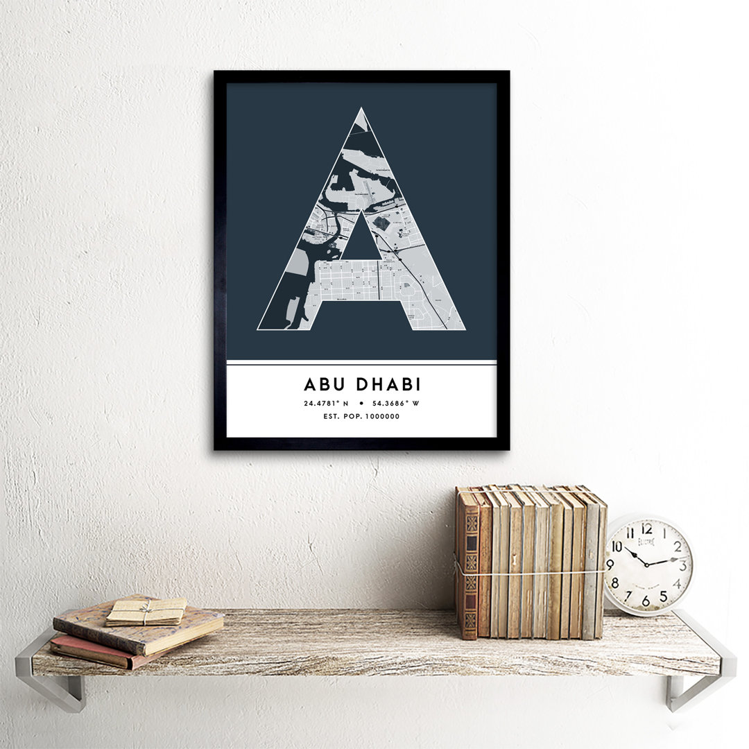 Abu Dhabi City Map Abu Dhabi United Arab Emirates City Map - Single Picture Frame Typography