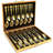 Flatware Set Gold Silverware Set With Pattern Mirror Polished 24 Pieces Cutlery Set, Service For 6