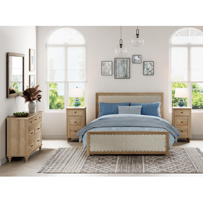 3 Piece Bedroom Set - Includes Mid Century 7 Drawer Dresser, Set Of 2 Bedside Tables With Charging Station, 3 Piece Dresser And Nightstand Sets