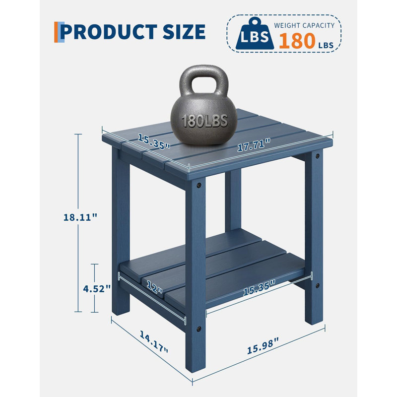 2 pièces Adirondack Table d'appoint pour l'extérieur, Bleu