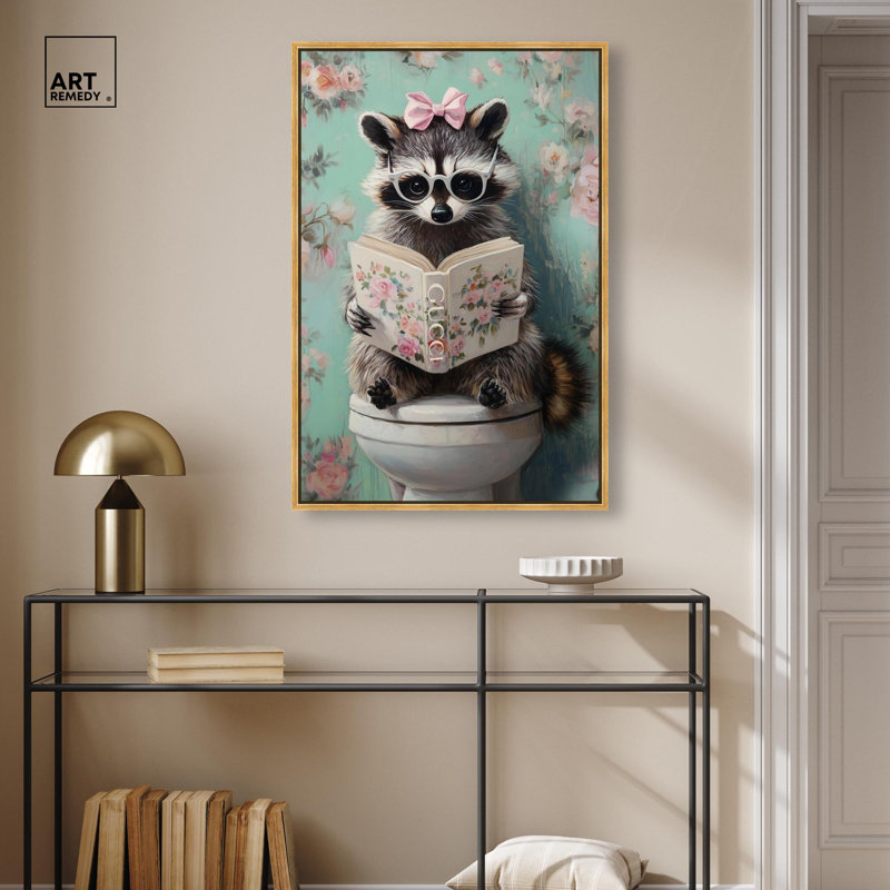 Art floral pour salle de bain Petite Floral , H 37 po x l 25 po, Cadre flottant doré