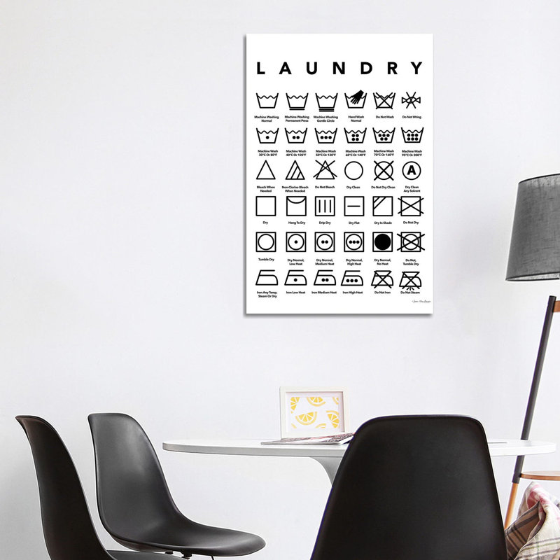 Laundry Symbols by Seven Trees - Wrapped Canvas Print, 101.6 cm H x 66.04 cm W x 3.175 cm D