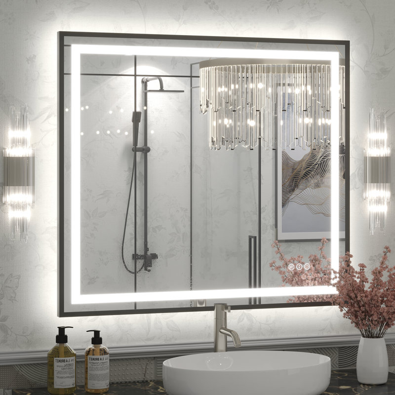 Miroir de salle de bain Molly Framelss, 36 po x 32 po, Noir