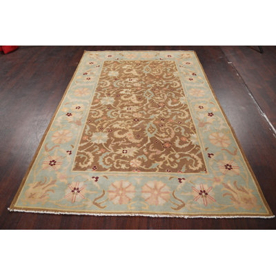 Tapis décoratif en laine noué à la main de conception unique 5 pi 1 po x 7 pi 7 po noué à la main New Age