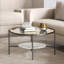Winridge 2 Tier Round Faux Marble Glass Coffee Table Heavy Duty