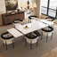 Ensemble de table de salle à manger extensible 9 pièces en pierre frittée avec 8 accoudoirs en tissu Doinita-1264389844-1233355834