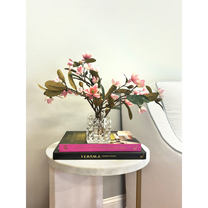 Magnolias Arranged in a Glass Vase, Pink/Green/Brown