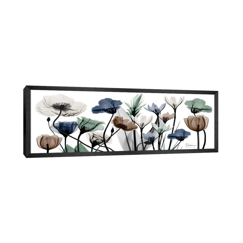 Floral Neutrals I by Albert Koetsier - Panoramic Print on Canvas, 50.8cm H x 152.4cm W x 3.81cm D, Black Framed