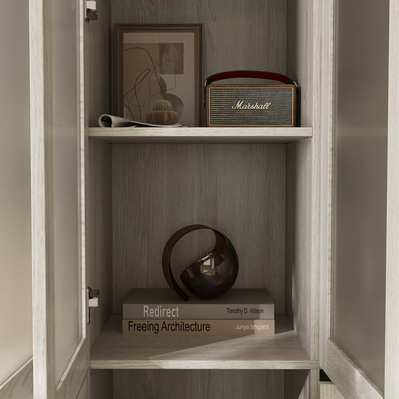 Lizann 71'' H X 126'' W 4-Drawer Modular Bookcase With Frosted Glass Doors
