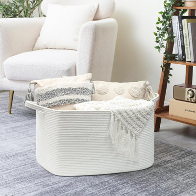 Large Storage Basket, Washing Basket For Laundry, Dirty Clothes Baskets For Living Room, Nursery, Bedroom, Woven Rope Storage Baskets For Blankets, Toys, 55X38x30 Cm, 65L