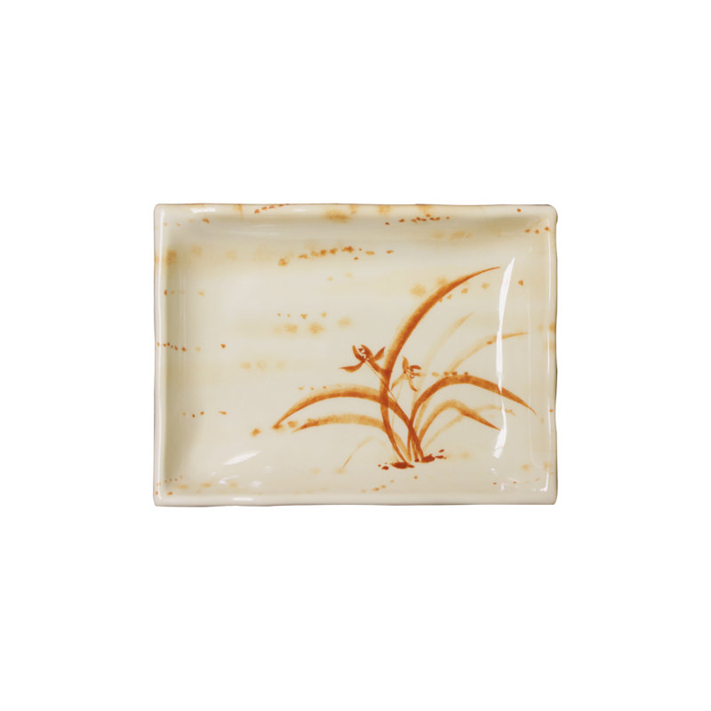 Assiette rectangulaire à pain et à beurre orchidée en mélamine 4,72 po