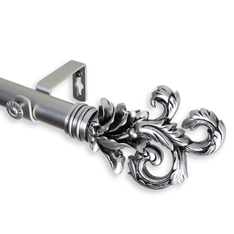 Tringle à rideaux simple réglable, H 1 po x l 48 po x P 3,63 po, Nickel satiné