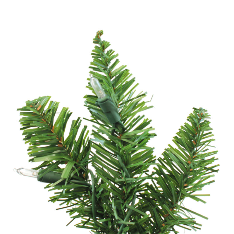 Arbre de Noël artificiel pin vert mince avec lumières claires / blanches, 6,5 pi