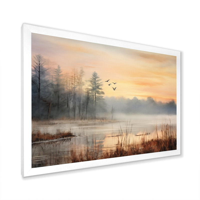 Misty Morning Sky Photo IV - Décoration murale ciel, H 24 po x l 32 po x P 1 po, Cadre photo blanc