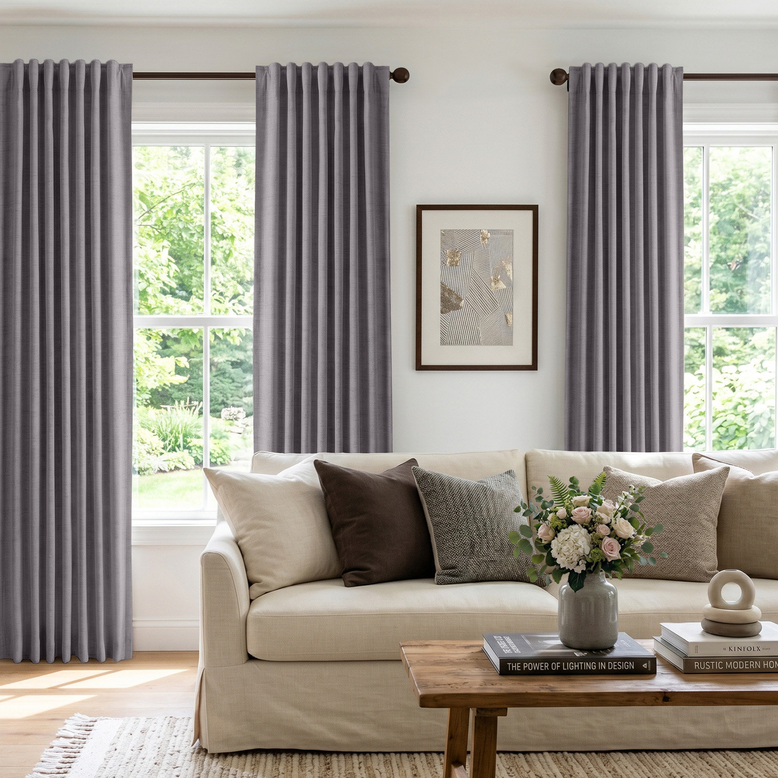 Graciella Faux Linen Blackout Curtain Set, 50" W x 84" L, Blush Pink