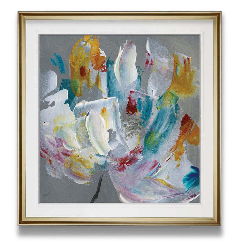 «Tye Dye Flower», reproduction sur toile, H 17,5 po x l 17,5 po x P 1,5 po, Cadre doré
