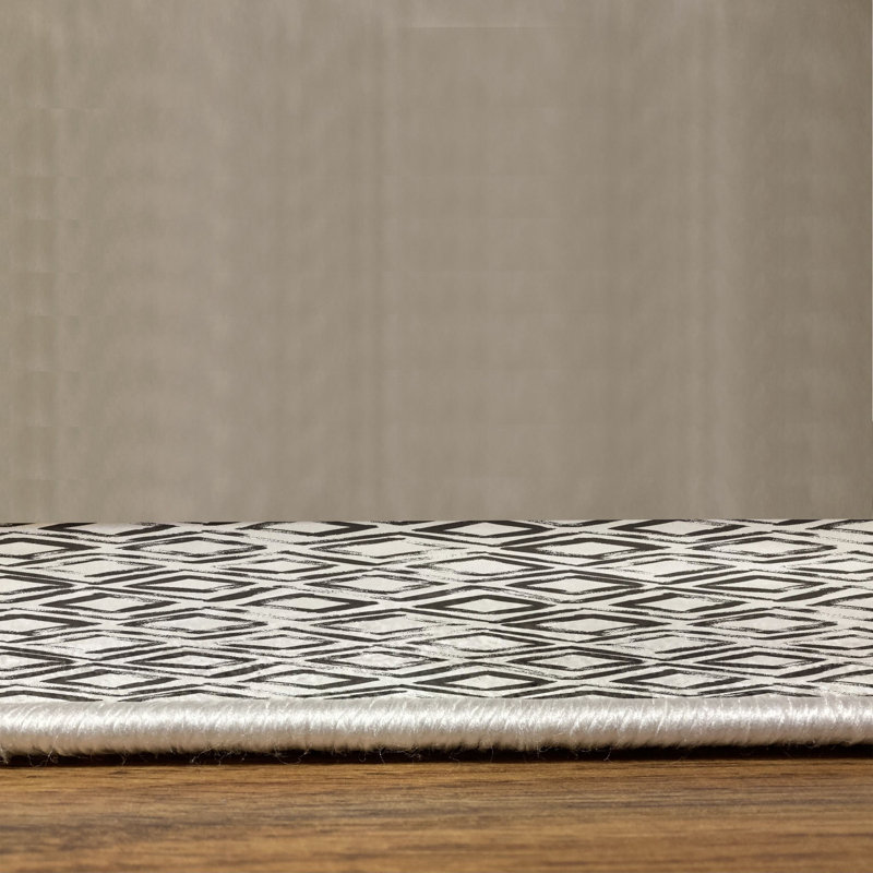 Tapis gris anthracite / blanc, Rectangle 5 pi 3 po x 7 pi 6 po