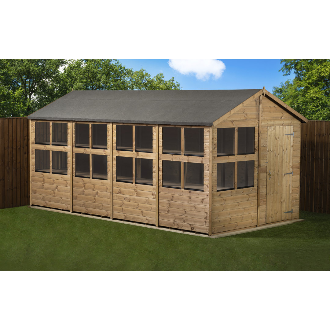 8 ft. W x 16 ft. D Solid wood Tongue & Groove Apex Garden Shed