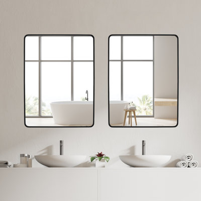 Hajnal Wall Mount Frame Mirror Bathroom Vanity Rectangular Metal Mirror