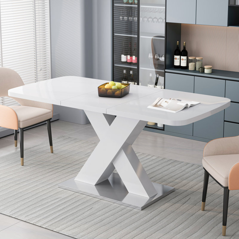 Table de salle à manger moderne Hine, Pure White, Blanc pur