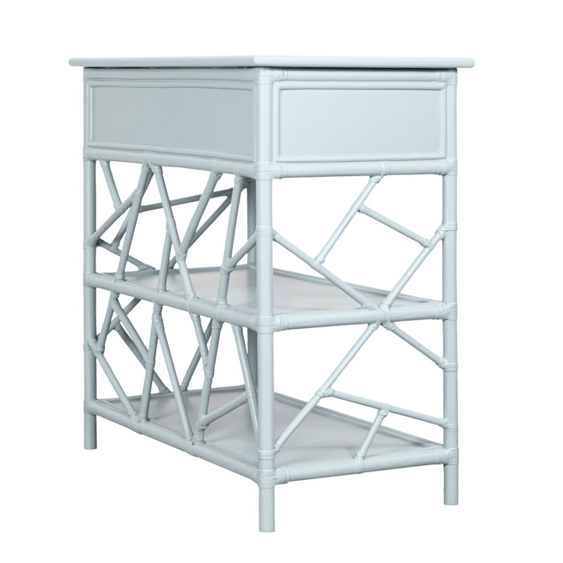 End Table with Storage, Light Blue