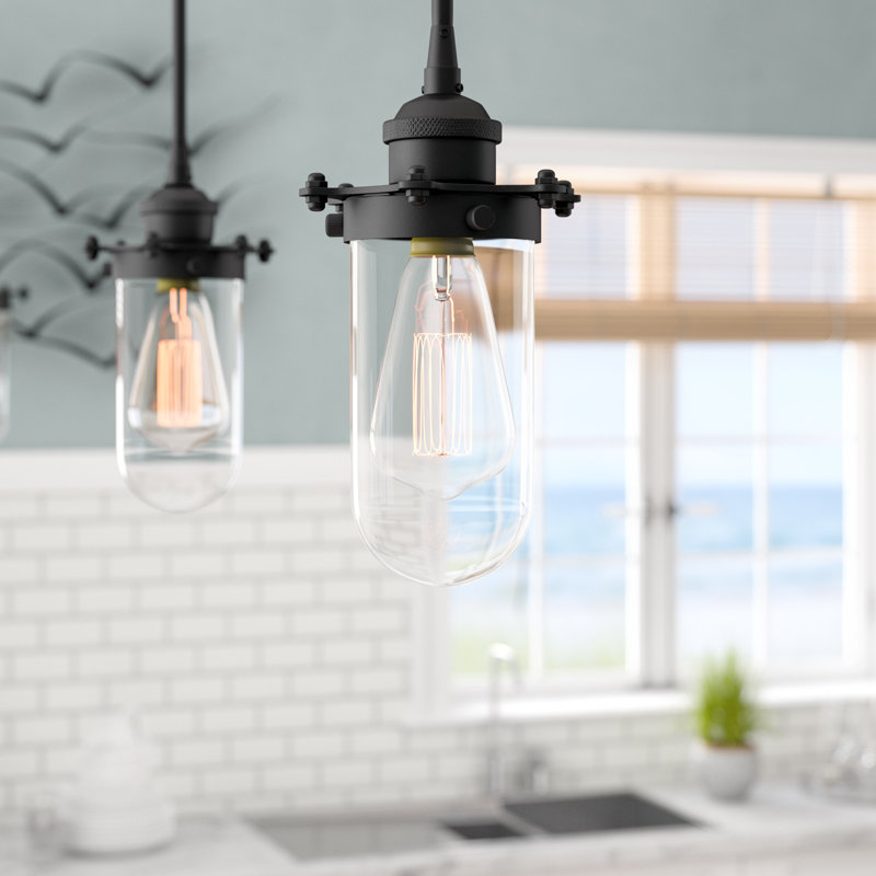 Luminaire suspendu à 1 lumière Calixta, Noir mat, Blanc, Ampoule non incluse