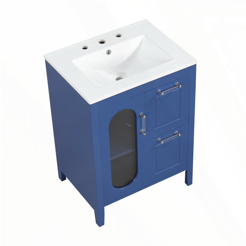 Meuble-lavabo 24 po avec lavabo, Bleu