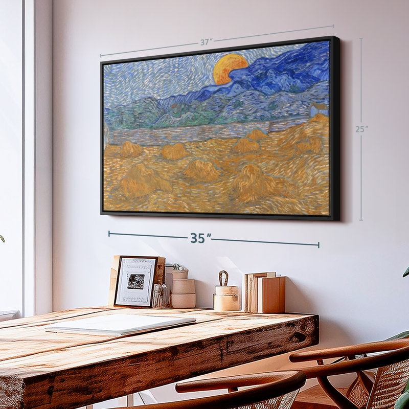 "Art mural gerbes de blé et lune montante", H 25 po x l 37 po