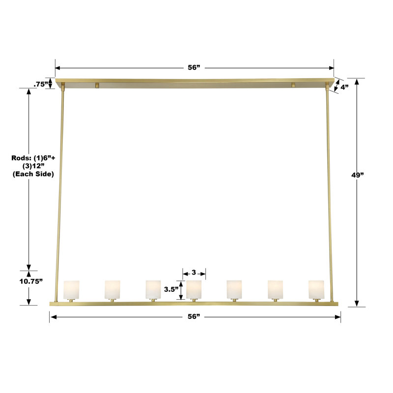 Rashana 7 - Light Dimmable Linear Chandelier