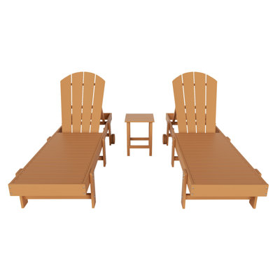 Ensemble de chaises longues inclinables extérieures en poly Lagune