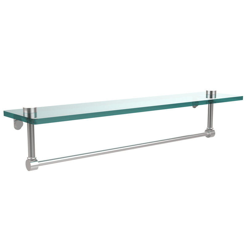 Gober Bracket Shelf with Towel Bar, 22", Satin Chrome