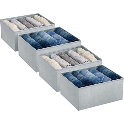 Foldable Closet Organizer With Large Compartments, Fabric Storage Bins For Clothes, Wardrobe Organizers For Jeans, T-Shirts, Sweaters, Pants, Underwear, And Leggings