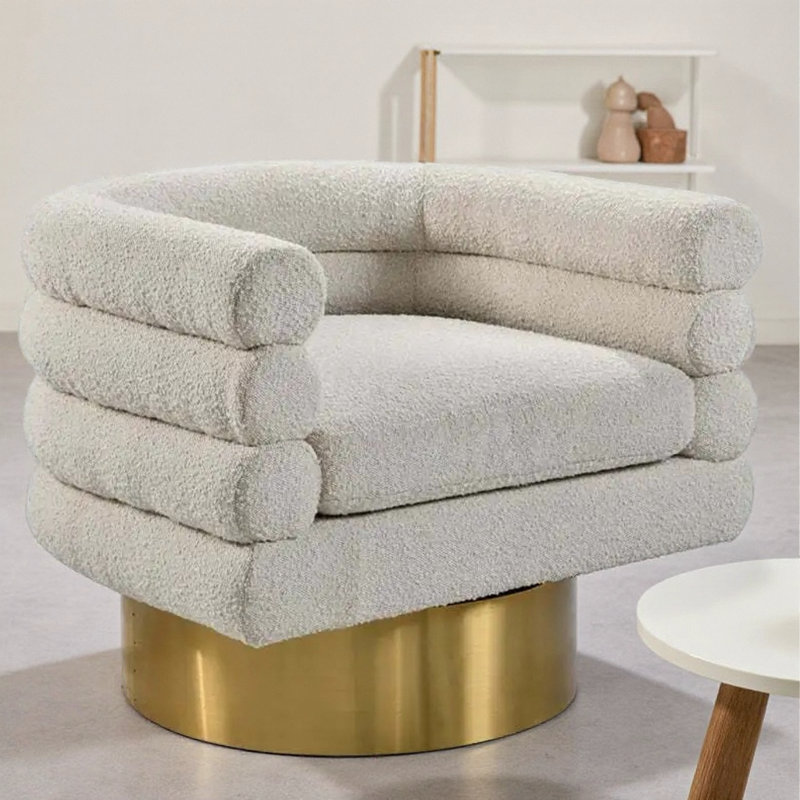 Fauteuil demi-tonneau Shikibu, Crème Boucle